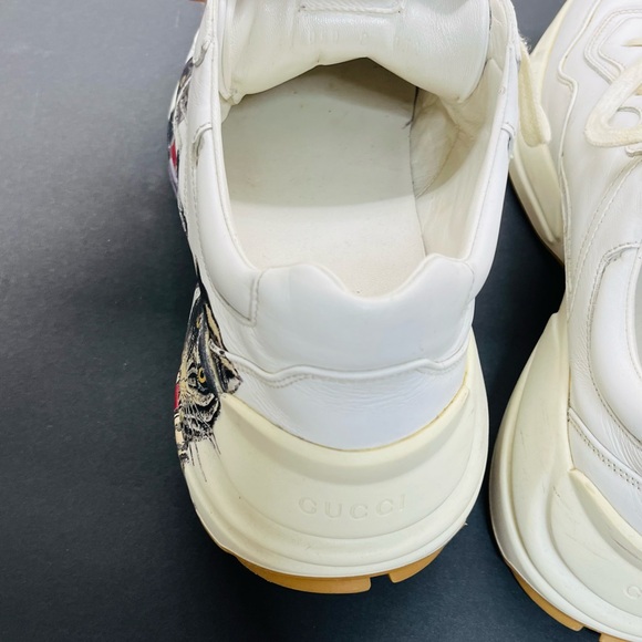 Gucci Rhyton Great White Tiger Leather Animal Print Logo Men's Sneakers Size 8 - Picture 9 of 10